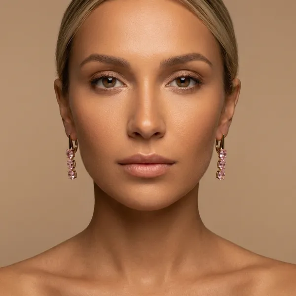 Pink_Oval_Crystal_Drop_Ears_Anti_Tarnish_Earring_For_Women