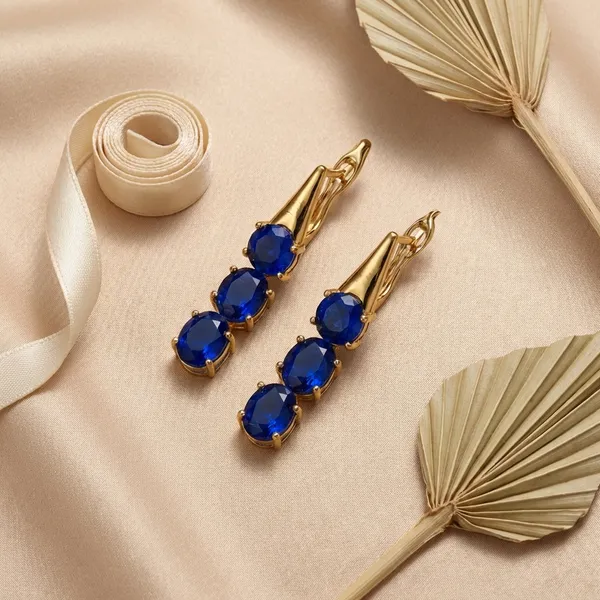 Navy_Blue_Triple_Crystal_Drop_Ears_Anti_Tarnish_Earring_For_Women