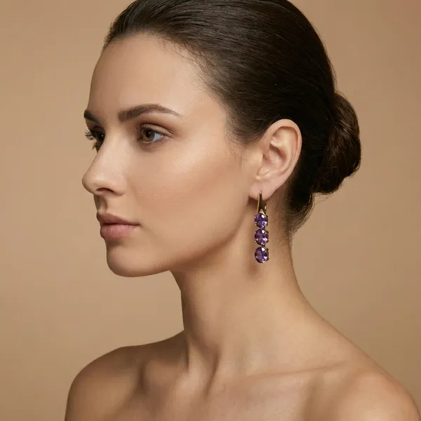 Purple_Triple_Crystal_Drop_Ears_Anti_Tarnish_Earring_For_Women