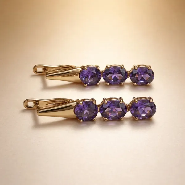 Purple_Triple_Crystal_Drop_Ears_Anti_Tarnish_Earring_For_Women
