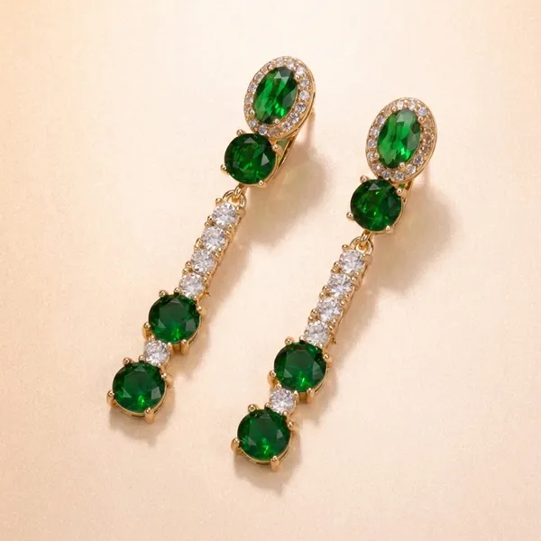 Green_Emerald_Dangle_Ears_Anti_Tarnish_Earring_For_Women