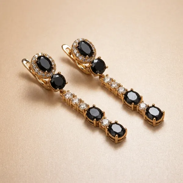 Black_Stone_Dangle_Ears_Anti_Tarnish_Earring_For_Women