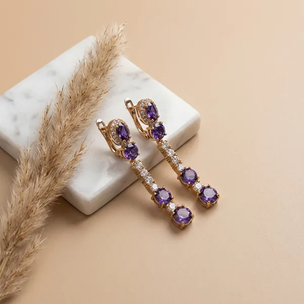 Purple_Stone_Dangle_Ears_Anti_Tarnish_Earring_For_Women