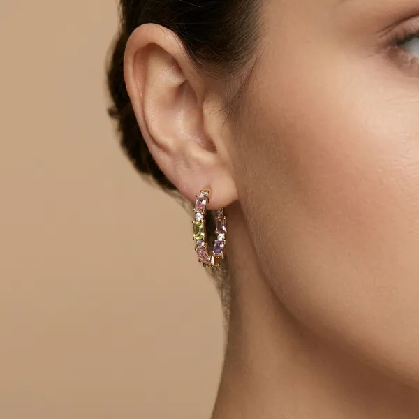 Multicolor_Pastel_Baguette_Hoop_Ears_Anti_Tarnish_Earring_For_Women