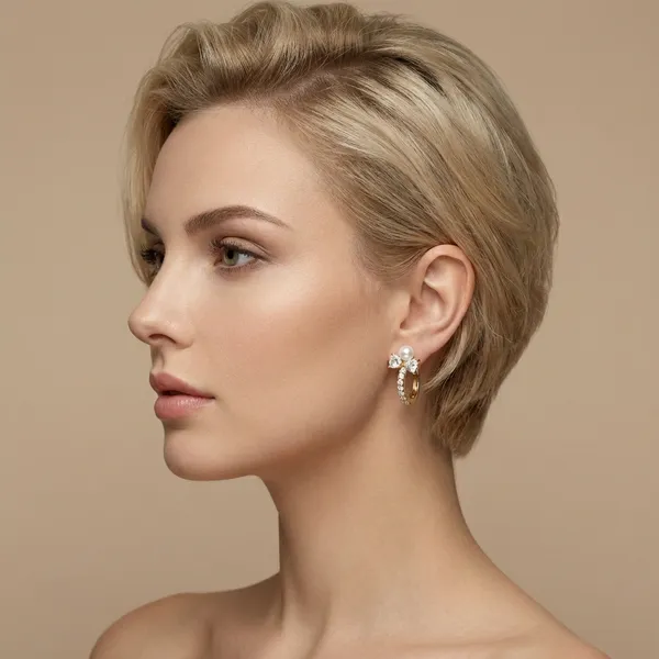 Gold_Pearl_And_Cz_Bow_Accent_Huggie_Ears_Anti_Tarnish_Earring_For_Women