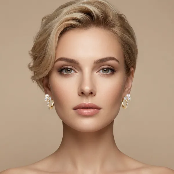 Gold_Pearl_And_Cz_Bow_Accent_Huggie_Ears_Anti_Tarnish_Earring_For_Women