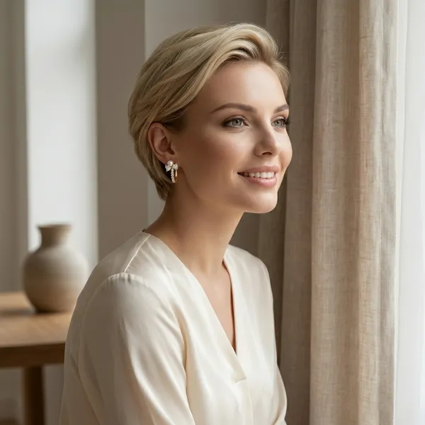 Gold_Pearl_And_Cz_Bow_Accent_Huggie_Ears_Anti_Tarnish_Earring_For_Women