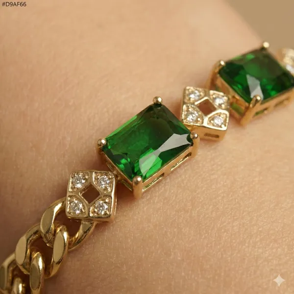 Green_Emerald_Link_Anti_Tarnish_Bracelet_For_Women