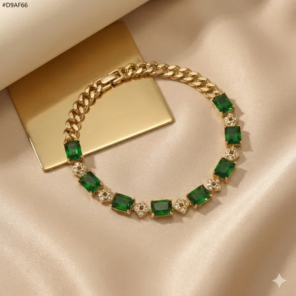 Green_Emerald_Link_Anti_Tarnish_Bracelet_For_Women