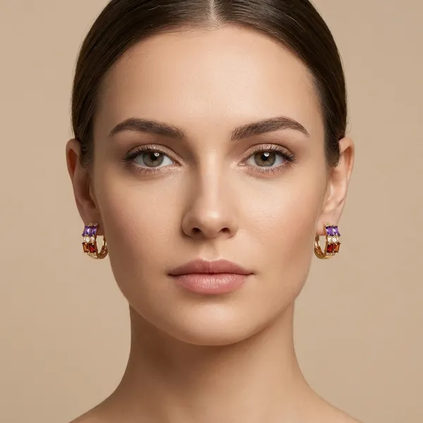 Multicolor_Dark_Plated_Gemstone_Hoop_Ears_Anti_Tarnish_Earring_For_Women