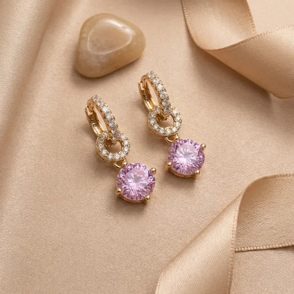 Pink_Round_Crystal_Dangle_Hoop_Ears_Anti_Tarnish_Earring_For_Women