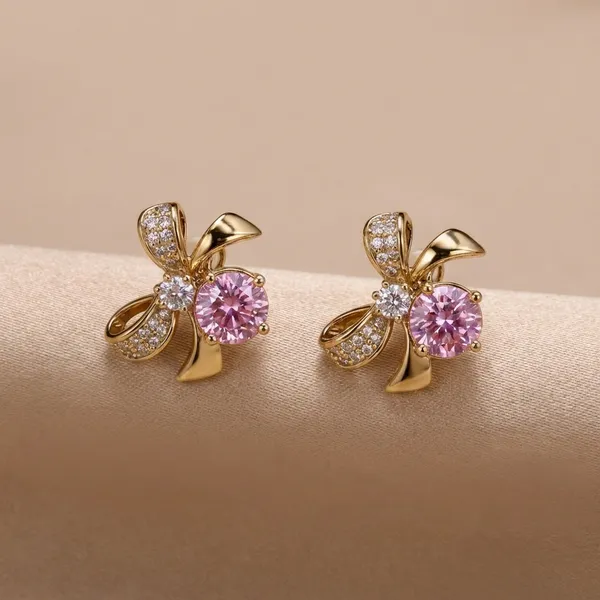 Pink_Crystal_Bow_Stud_Ears_Anti_Tarnish_Earring_For_Women
