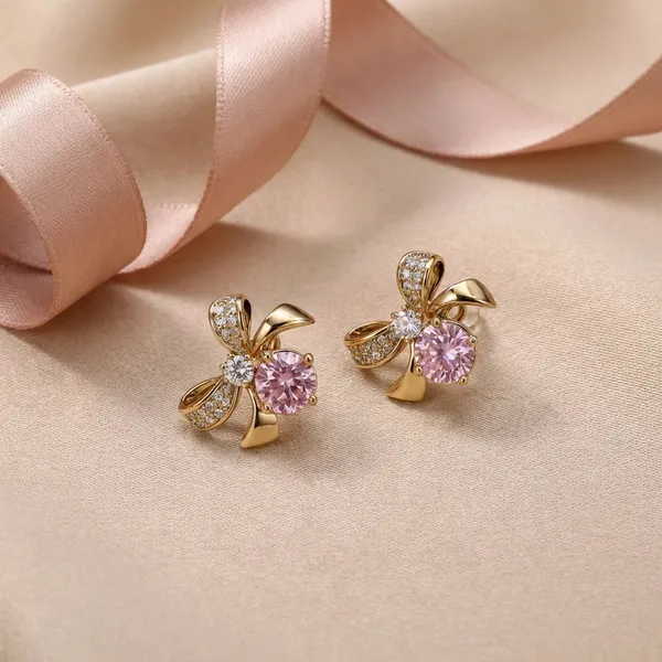 Pink_Crystal_Bow_Stud_Ears_Anti_Tarnish_Earring_For_Women