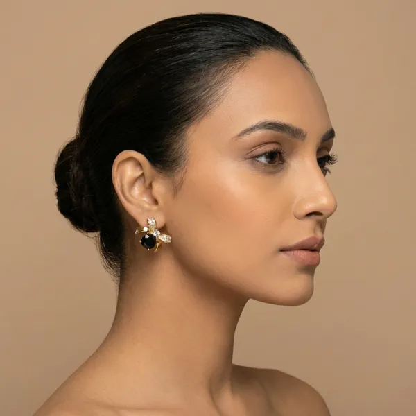 Black_Stone_Bow_Stud_Ears_Anti_Tarnish_Earring_For_Women