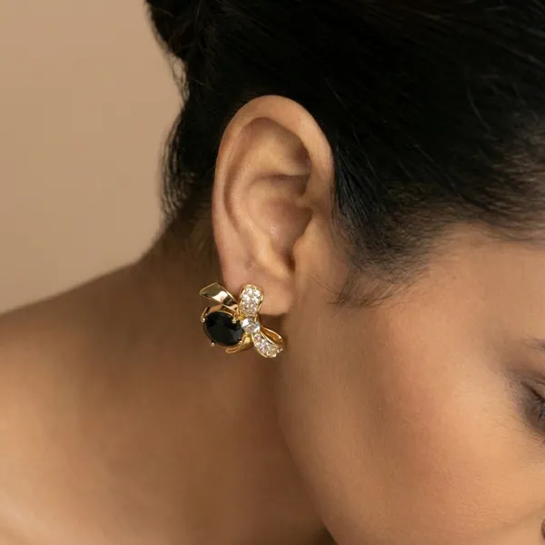 Black_Stone_Bow_Stud_Ears_Anti_Tarnish_Earring_For_Women