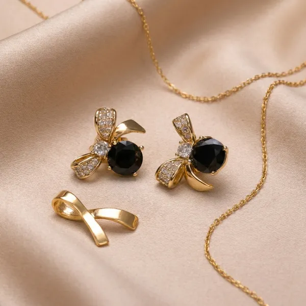 Black_Stone_Bow_Stud_Ears_Anti_Tarnish_Earring_For_Women