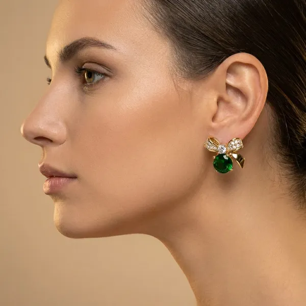Green_Emerald_Bow_Stud_Ears_Anti_Tarnish_Earring_For_Women