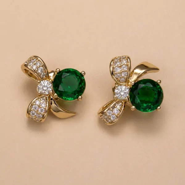 Green_Emerald_Bow_Stud_Ears_Anti_Tarnish_Earring_For_Women