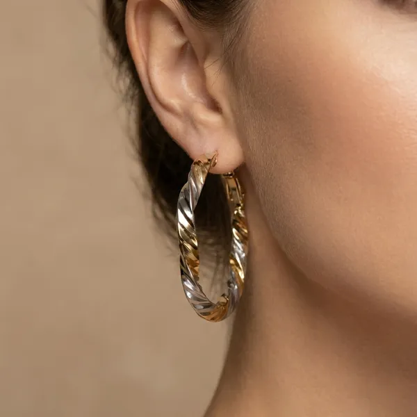 Gold_And_Silver_Dual_Tone_Textured_Twisted_Hoop_Ears_Anti_Tarnish_Earring_For_Women