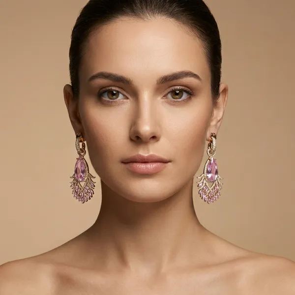 Pink_Crystal_Teardrop_Statement_Ears_Anti_Tarnish_Earring_For_Women
