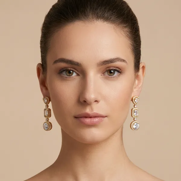 Gold_Crystal_Trio_Drop_Ears_Anti_Tarnish_Earring_For_Women