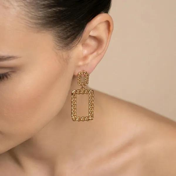 Gold_Chainlink_Geometric_Drop_Ears_Anti_Tarnish_Earring_For_Women