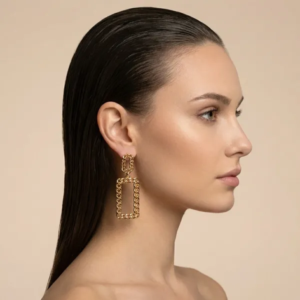 Gold_Chainlink_Geometric_Drop_Ears_Anti_Tarnish_Earring_For_Women