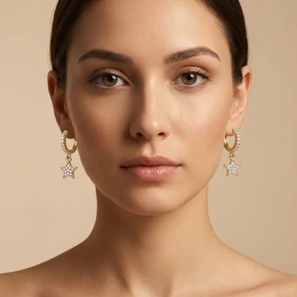 White_Gold_Crystal_Star_Charm_Hoop_Ears_Anti_Tarnish_Earring_For_Women