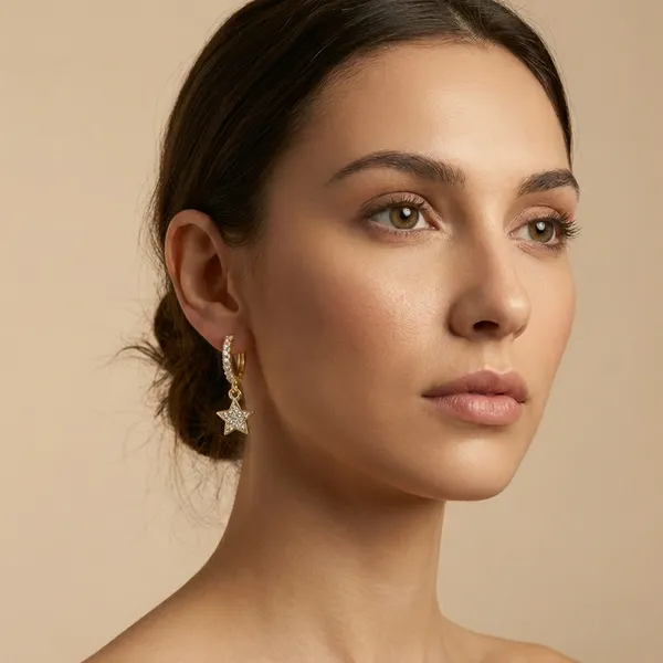 White_Gold_Crystal_Star_Charm_Hoop_Ears_Anti_Tarnish_Earring_For_Women