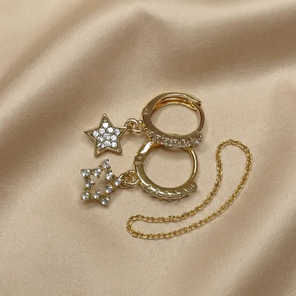 White_Gold_Crystal_Star_Charm_Hoop_Ears_Anti_Tarnish_Earring_For_Women