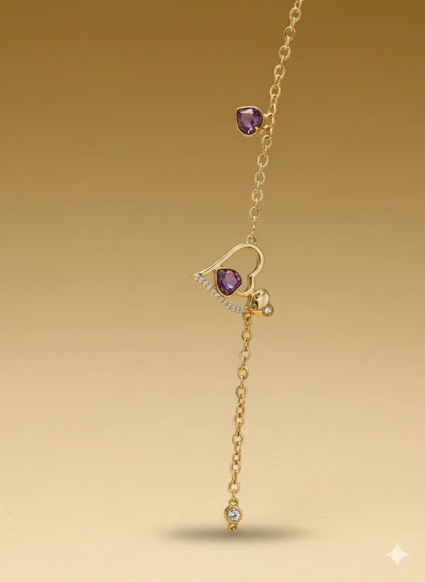Purple_Amethyst_Heart_Charm_Anti_Tarnish_Bracelet_For_Women