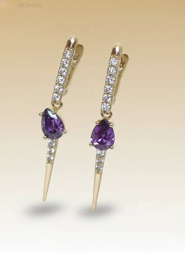 Purple_Crystal_Drop_Spike_Ears_Anti_Tarnish_Earring_For_Women