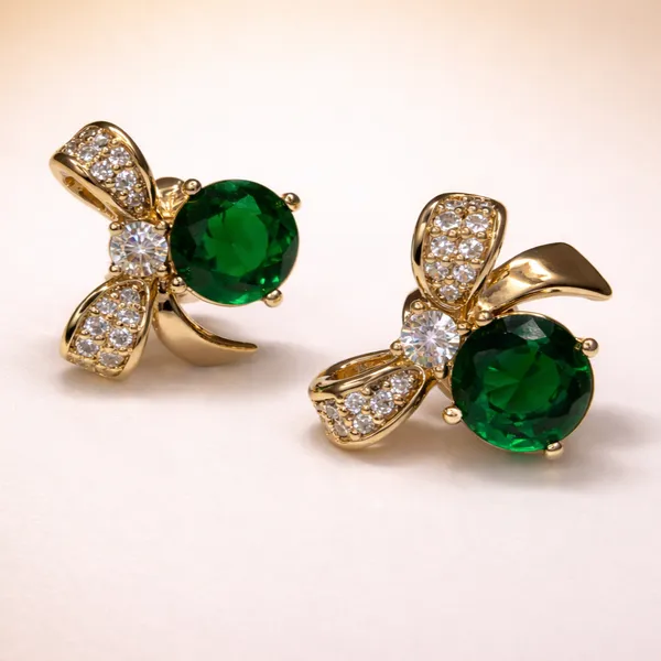 Green_Emerald_Bow_Stud_Ears_Anti_Tarnish_Earring_For_Women
