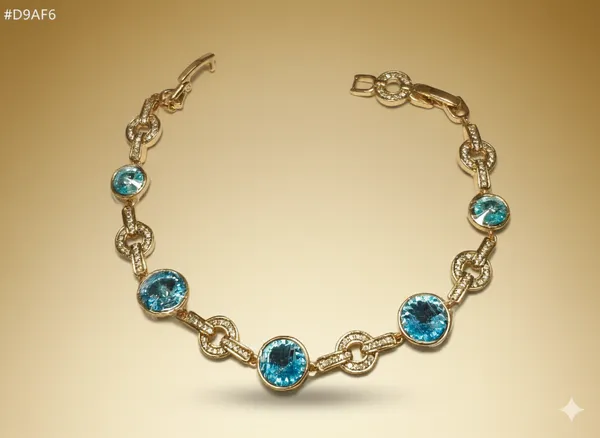 Light_Blue_Geometric_Pave_Anti_Tarnish_Bracelet_For_Women