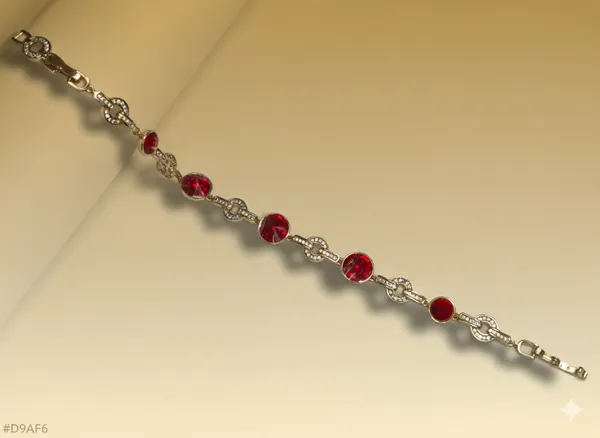 Red_Garnet_Crystal_Link_Anti_Tarnish_Bracelet_For_Women