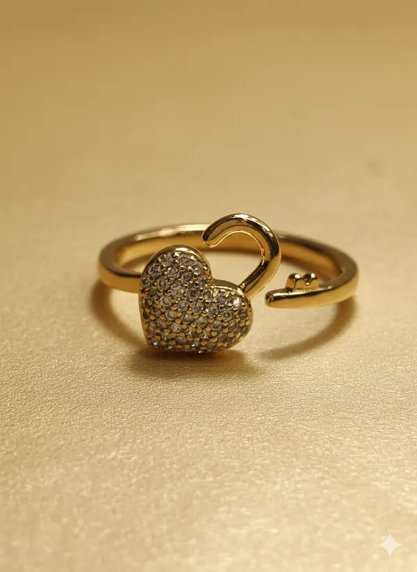 Gold_Heart_Lock_Adjustable_Anti_Tarnish_Finger_Ring_For_Women