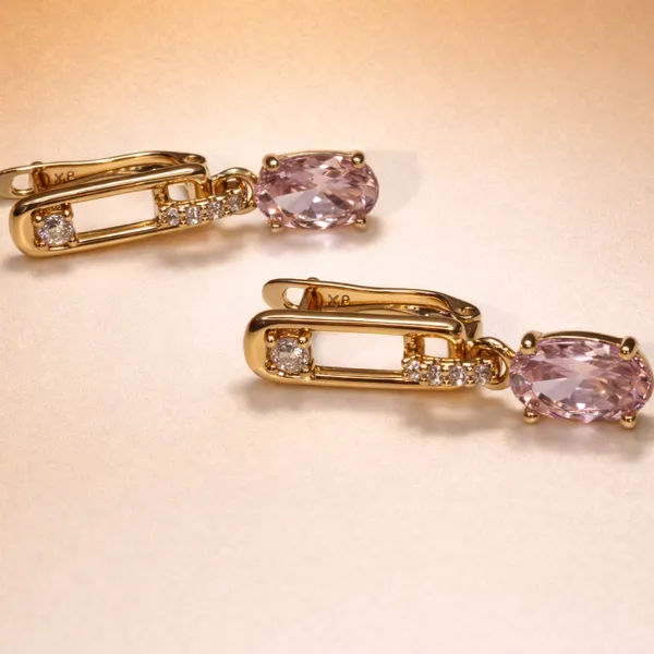 Pink_Oval_Drop_Ears_Anti_Tarnish_Earring_For_Women