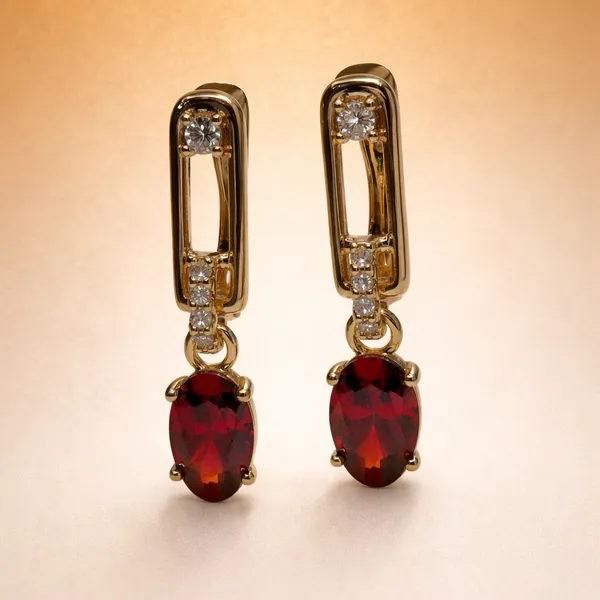 Red_Oval_Drop_Ears_Anti_Tarnish_Earring_For_Women