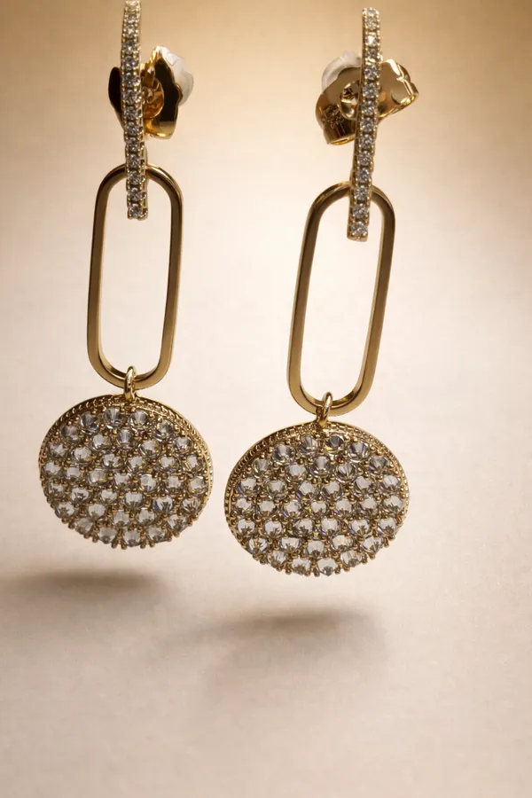 Gold_Link_Drop_Ears_With_Crystalstudded_Disc_Anti_Tarnish_Earring_For_Women