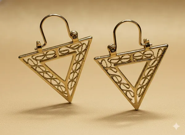 Gold_Triangle_Filigree_Drop_Ears_Anti_Tarnish_Earring_For_Women