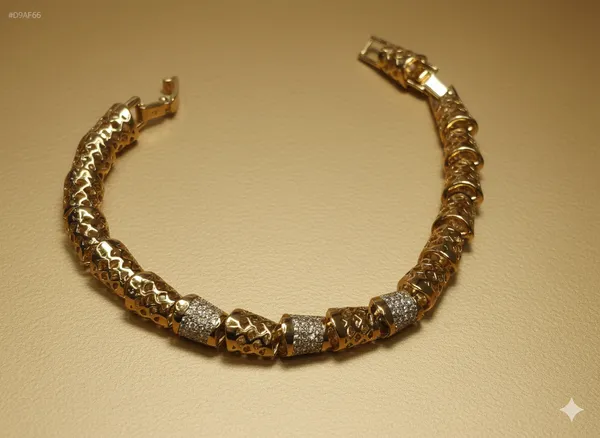 Gold_And_Silver_Textured_Hollow_Link_Anti_Tarnish_Bracelet_For_Women