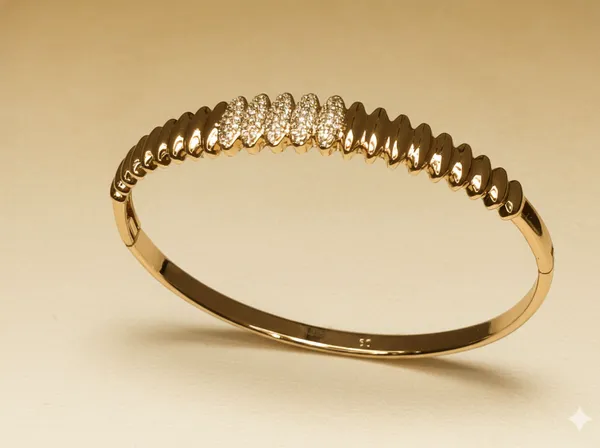 Gold_Elegant_Gold_Textured_Crystal_Bangle_Anti_Tarnish_Ring_Bracelet_For_Women