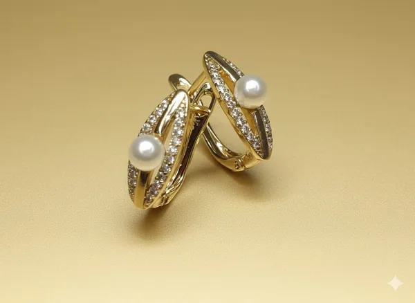 Gold_Pearl_Crisscross_Huggie_Ears_Anti_Tarnish_Earring_For_Women