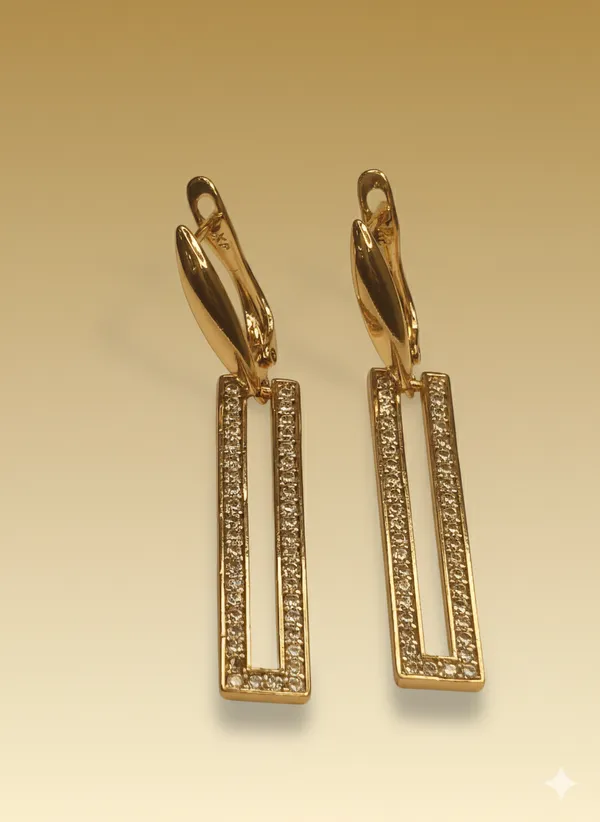Gold_Diamond_Studded_Open_Rectangle_Drop_Ears_Anti_Tarnish_Earring_For_Women