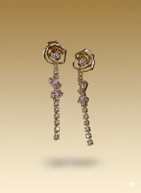 Rose_Pink_Bloom_Stone_Drop_Ears_Anti_Tarnish_Earring_For_Women
