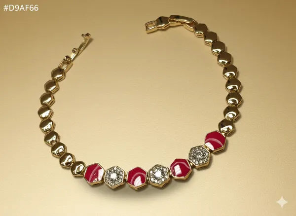 Red_Hexagon_Link_Anti_Tarnish_Bracelet_For_Women