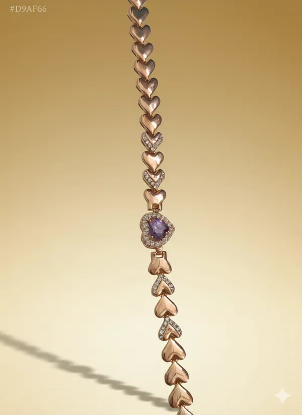 Purple_Amethyst_Heart_Chain_Anti_Tarnish_Bracelet_For_Women