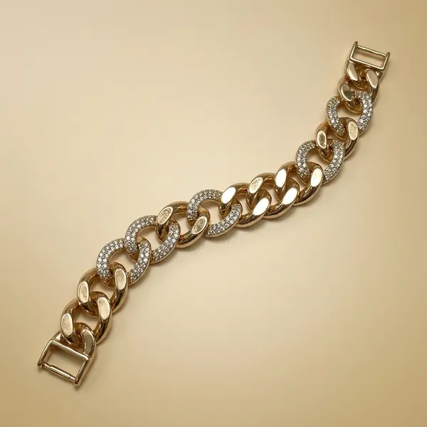 Gold_And_Silver_Diamond_Curb_Anti_Tarnish_Bracelet_For_Women