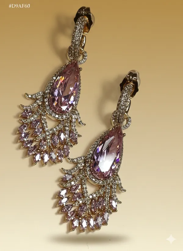 Pink_Crystal_Teardrop_Statement_Ears_Anti_Tarnish_Earring_For_Women