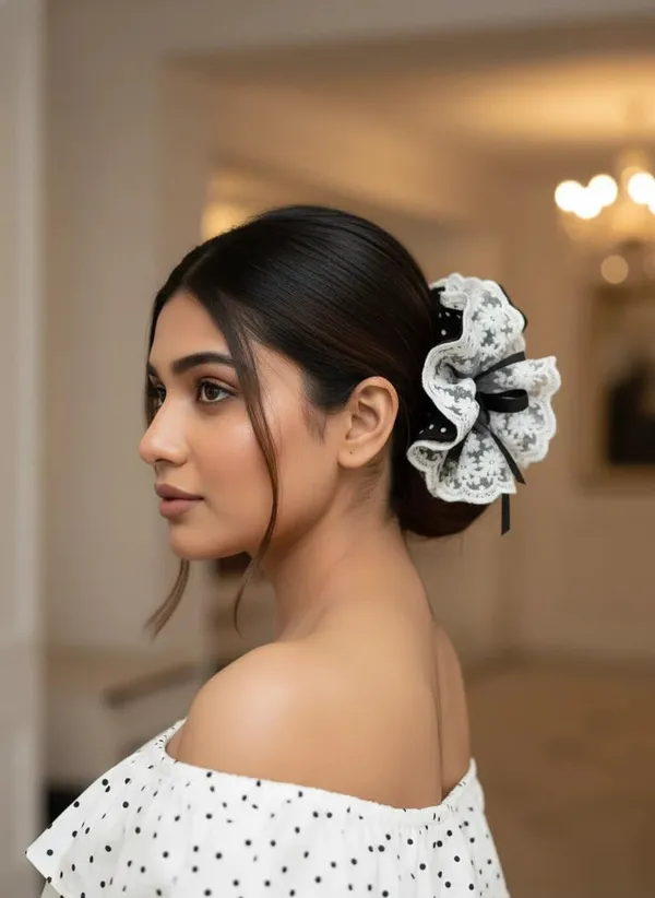 Floral_Ribbon_Lace_Scrunchie